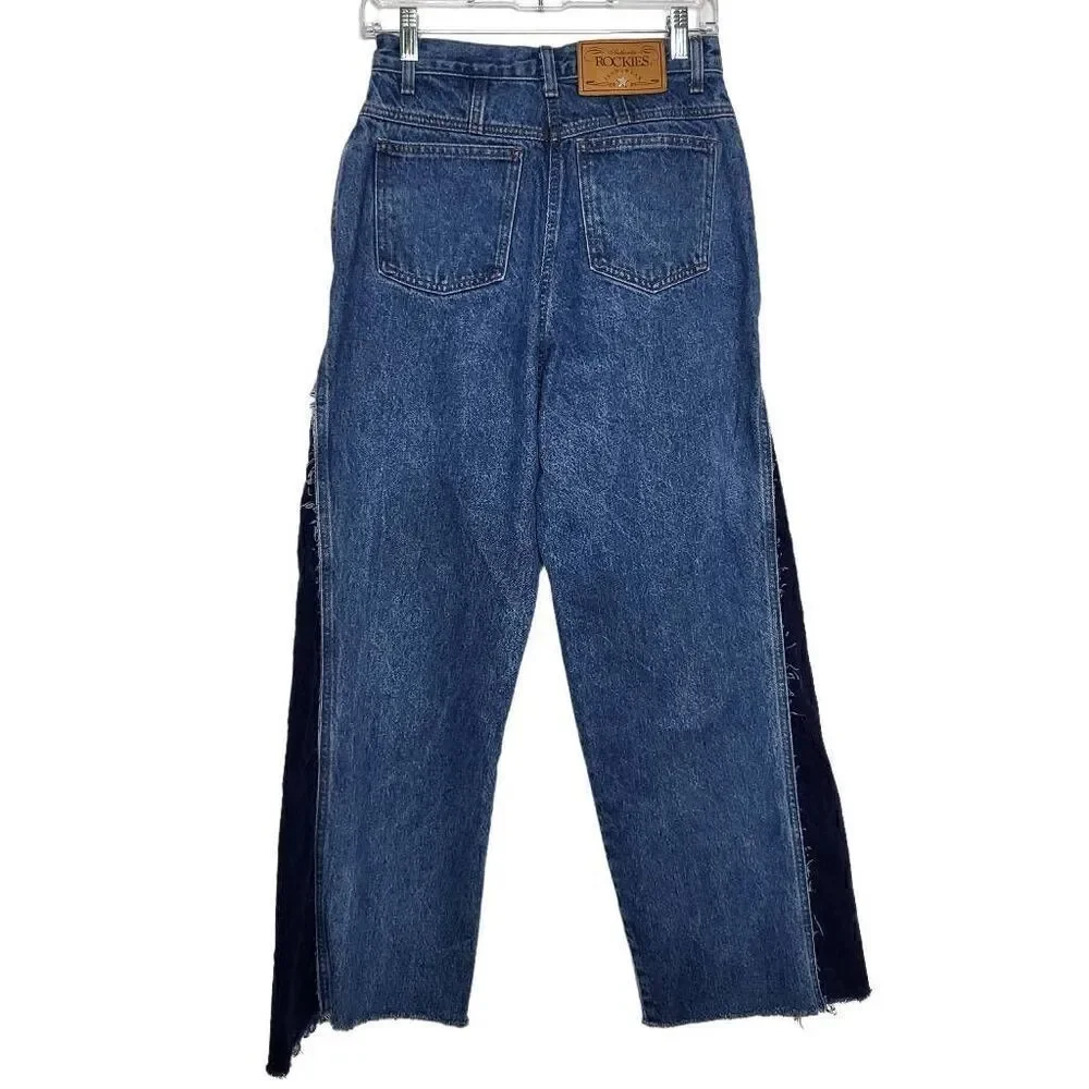New Authentic Rockies Jeanswear Wide Leg High Rise Corduroy Side Panels Jeans Si